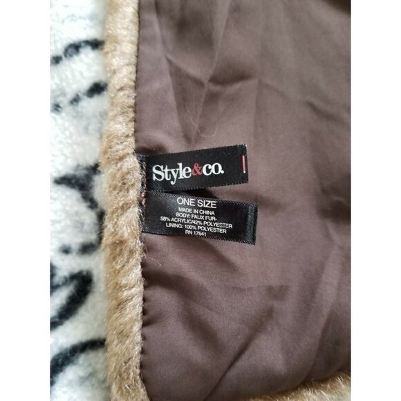 Style&Co Women's Classic Faux Fur Scarf, Stole, Wrap in Brown - Picture 2 of 2